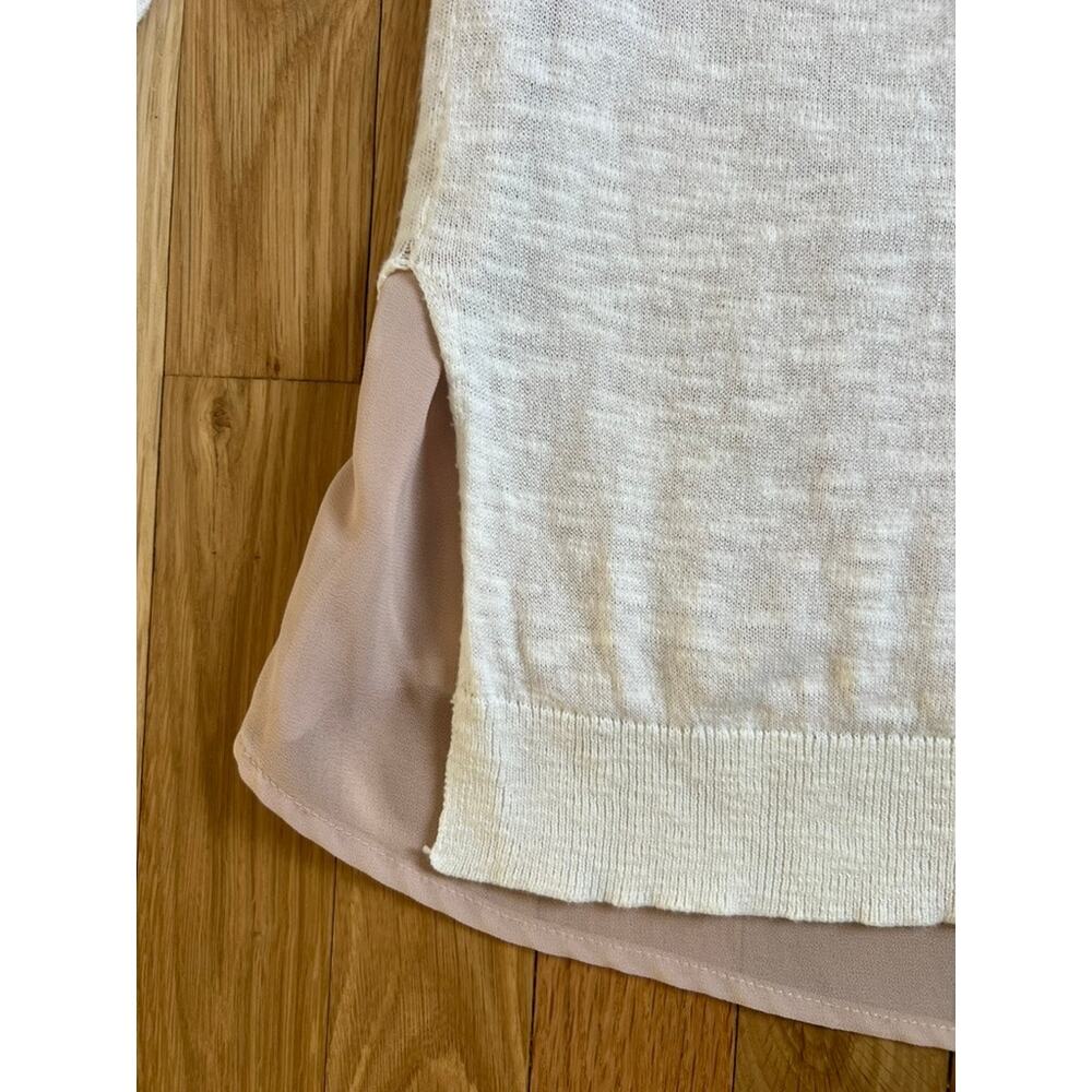 Skies Are Blue Cream Sweater Crochet Panel Peach Inside layer Knit 90s (size S) - Picture 7 of 7